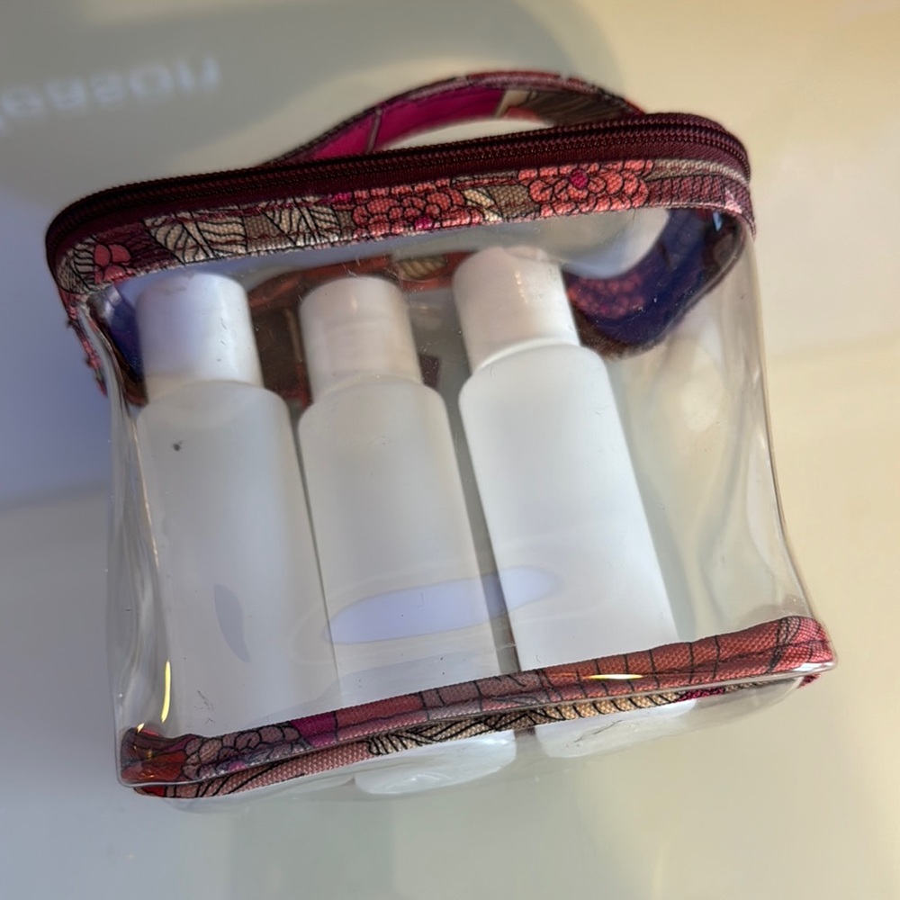 Vera Bradley Clear Travel Toiletry Bag with Bottles